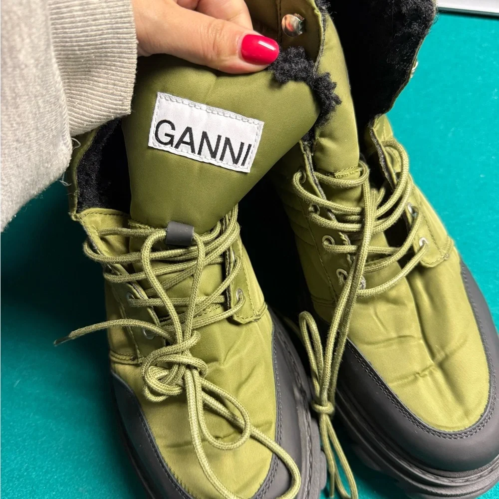 Ganni Faux Shearling Hiking Boot